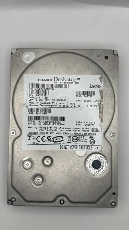Lot of 4x 3.5" Internal SATA Hard Drives (1TB WD, 1TB Hitachi, 500GB Seagate, 80GB Maxtor) — photo 3